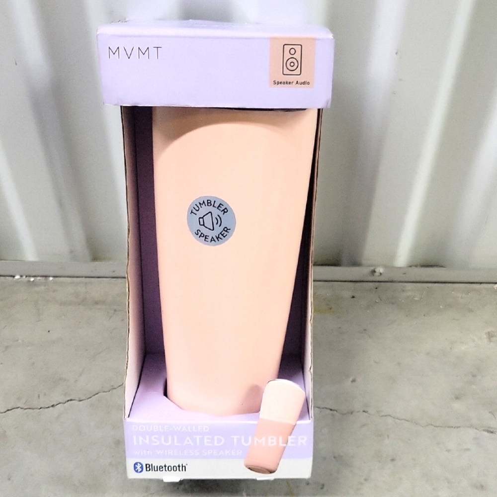 MVMT Insulated Tumbler with Bluetooth Speaker - Pink.